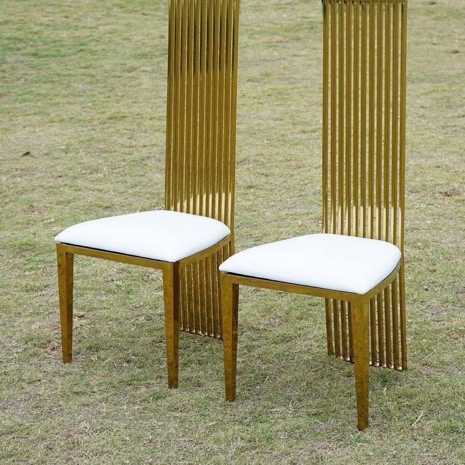 Gold Stainless Steel Banquet Dining Chair (High-Back)