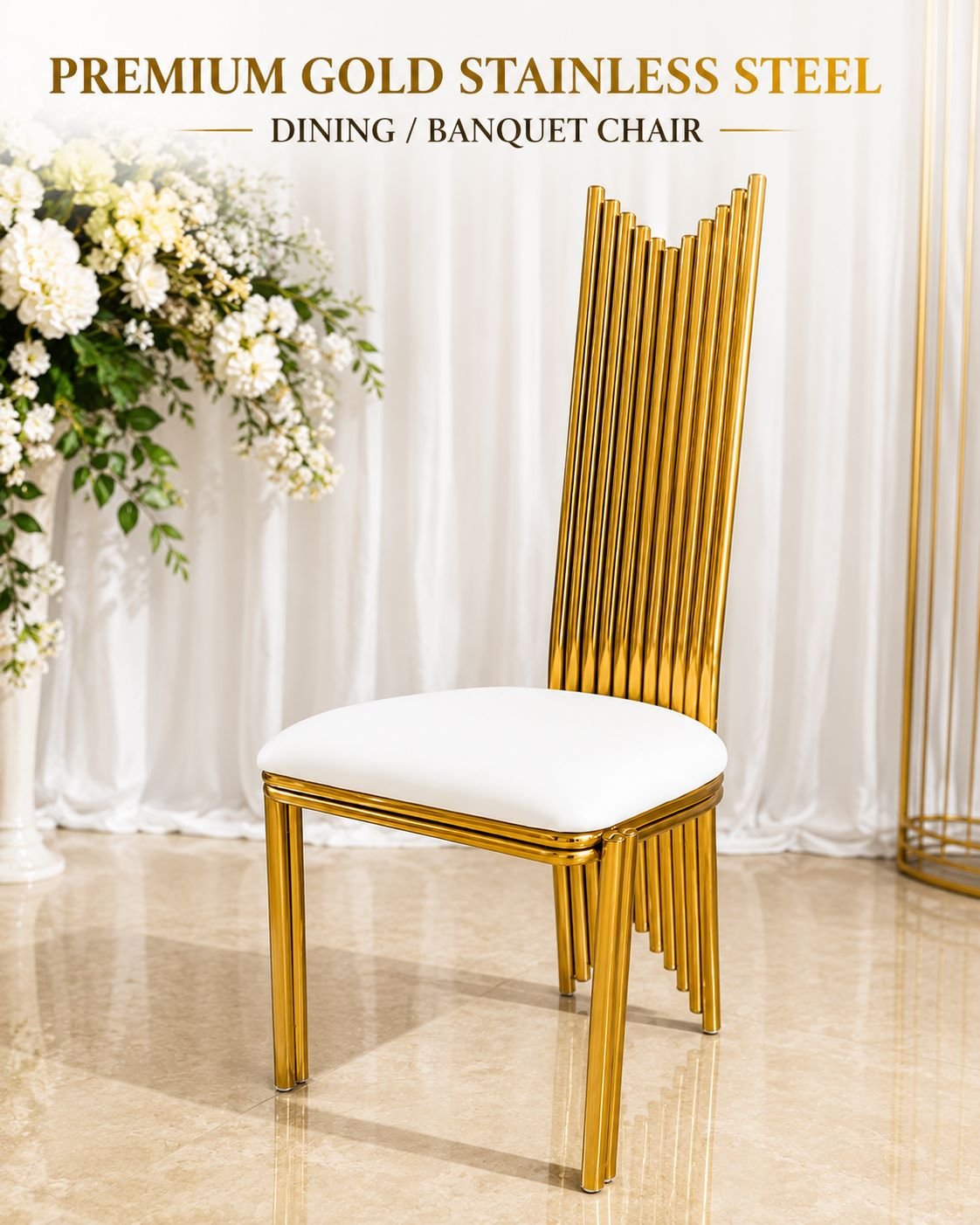 Premium Gold Stainless Steel Dining/Banquet Chair