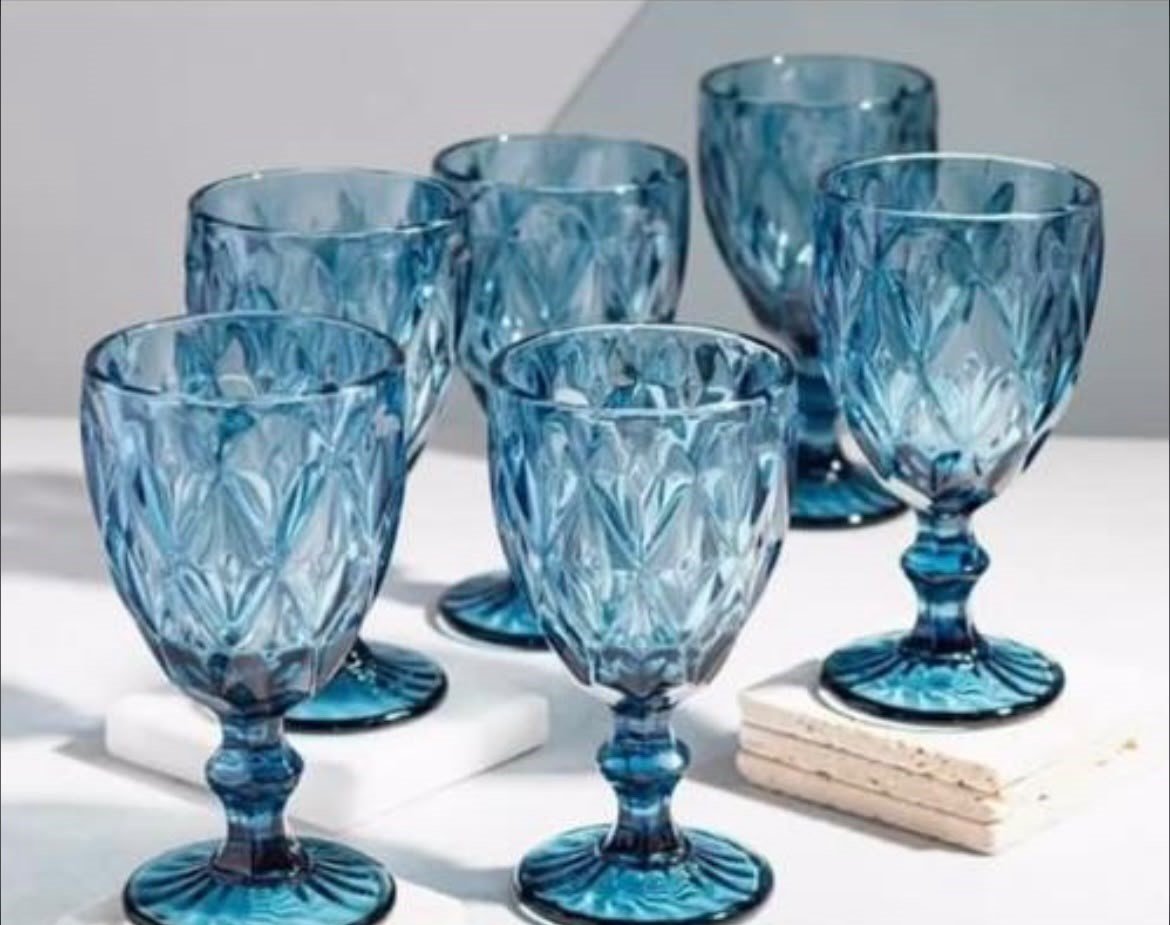 Elegant Blue Crystal Goblet Glasses for Rent
